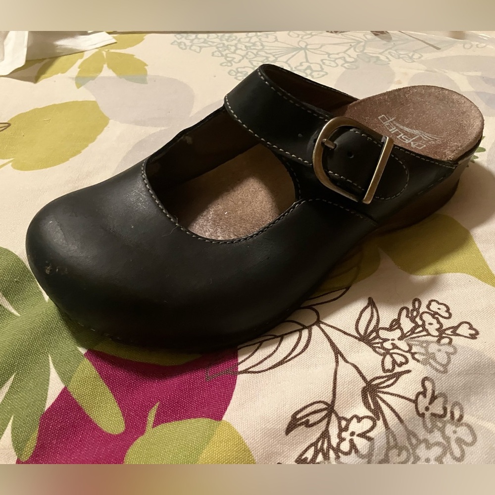Black Slip-On Clog Mary Jane with Buckle Dansko 37